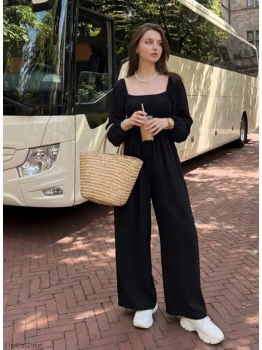 Womens Jumpsuit One Piece Long Sleeve Wide Leg Casual Romper
